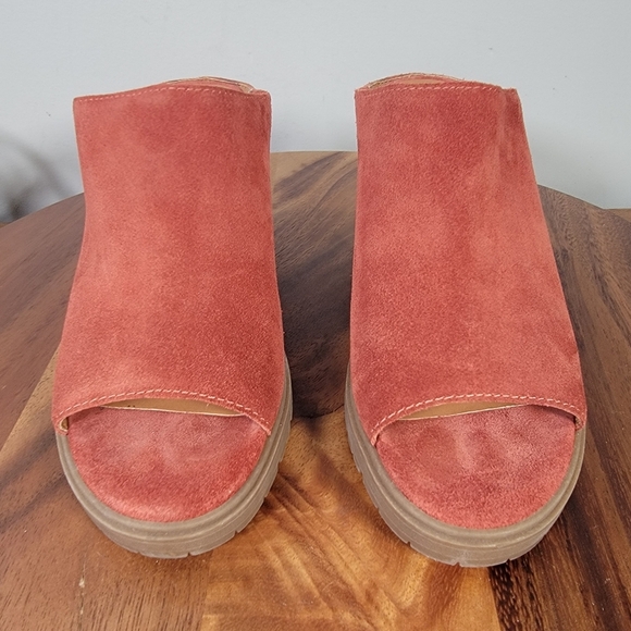 Lucky Brand Dalliey Chunky Mules Size 8.5 Suede Block Heel Pumpkin Spice Fall - Picture 6 of 12